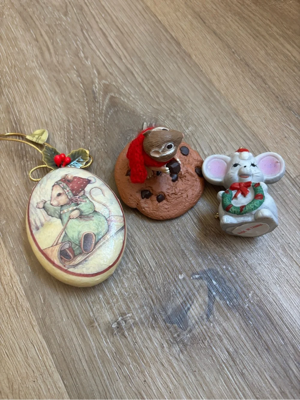 Vintage Christmas Mouse Ornament Bundle Novelty